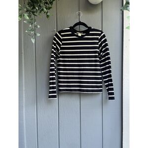H&M Black & White Striped Long Sleeve Top – Size XS